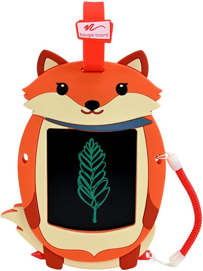 Sketch Pals Fox 4” LCD Writing Tablet for Kids – Reusable Mess-Free Drawing Pad with Tethered Stylus – Clip-On Travel Doodle Board Toy – Ages 3+