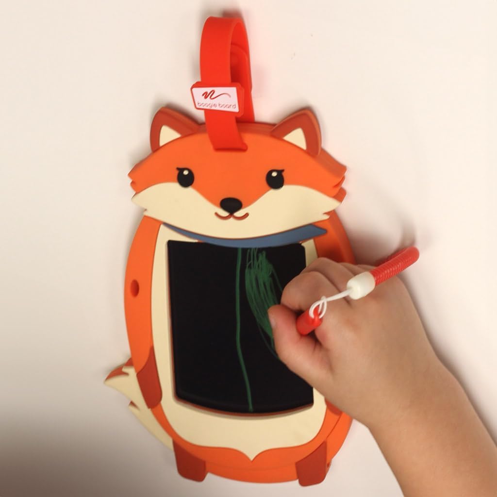 Sketch Pals Fox 4” LCD Writing Tablet for Kids – Reusable Mess-Free Drawing Pad with Tethered Stylus – Clip-On Travel Doodle Board Toy – Ages 3+