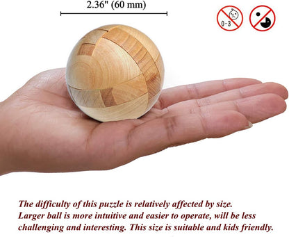 Wooden Puzzle Magic Ball Brain Teasers Toy Intelligence Game Sphere Puzzles for Adults/Kids