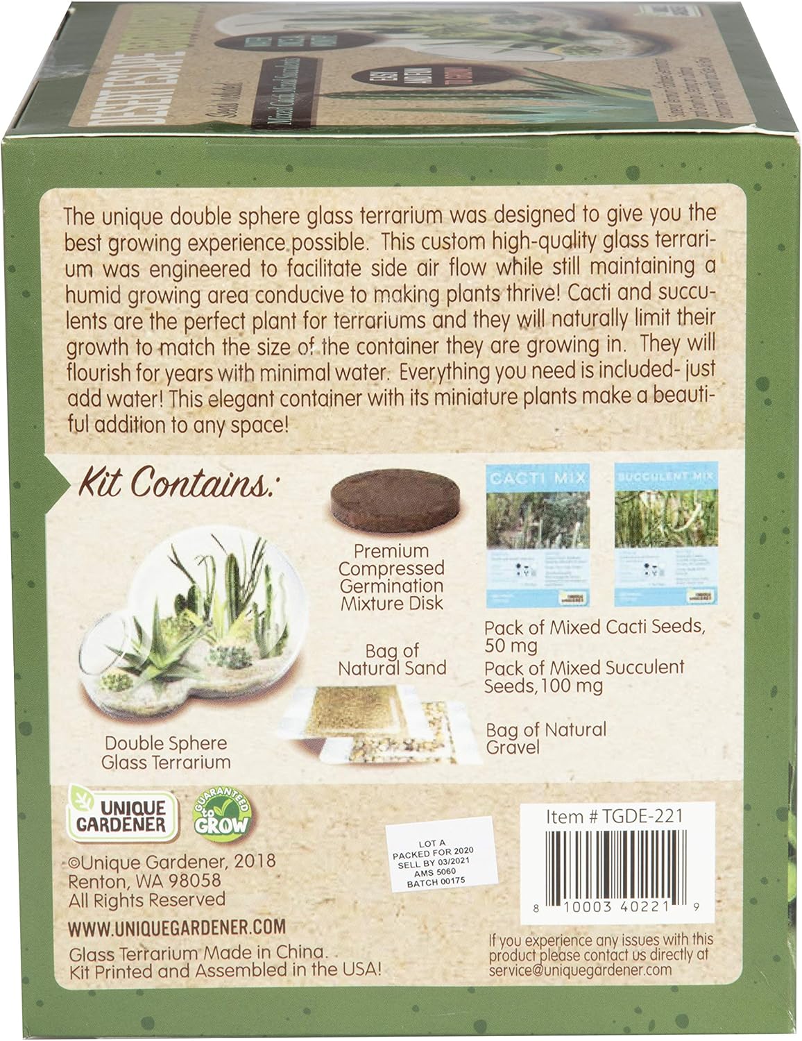 Grow Your Own Venus Fly Trap, Kids Garden Glass Terrarium Starting Kit to Sprout Flytrap and Sundew Plants, Includes Seed and Complete Terrarium Supplies for The Plant to Thrive