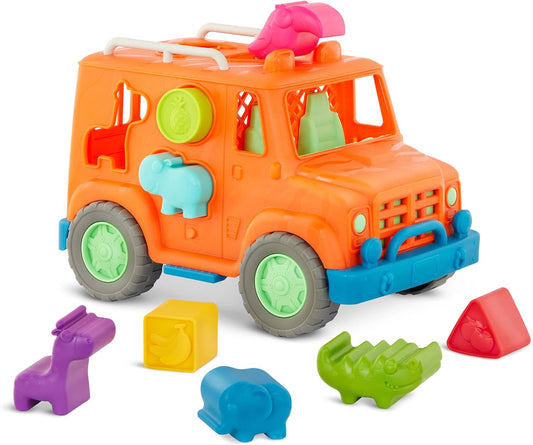 – Wonder Wheels – Shape Sorter Toy Truck – 9 Pieces Developmental Toy for Kids, Toddlers – Animal & Fruit Shapes – Recyclable Materials – Safari Shape Sorter Truck – 1 Year +