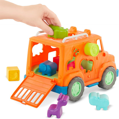 – Wonder Wheels – Shape Sorter Toy Truck – 9 Pieces Developmental Toy for Kids, Toddlers – Animal & Fruit Shapes – Recyclable Materials – Safari Shape Sorter Truck – 1 Year +