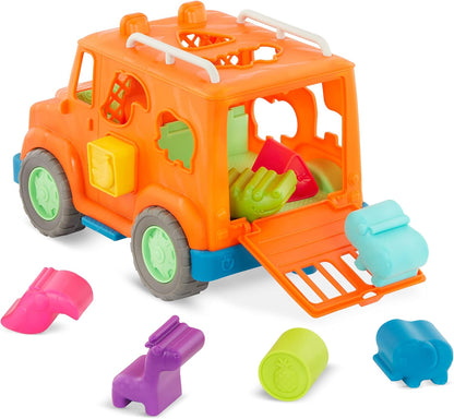 – Wonder Wheels – Shape Sorter Toy Truck – 9 Pieces Developmental Toy for Kids, Toddlers – Animal & Fruit Shapes – Recyclable Materials – Safari Shape Sorter Truck – 1 Year +