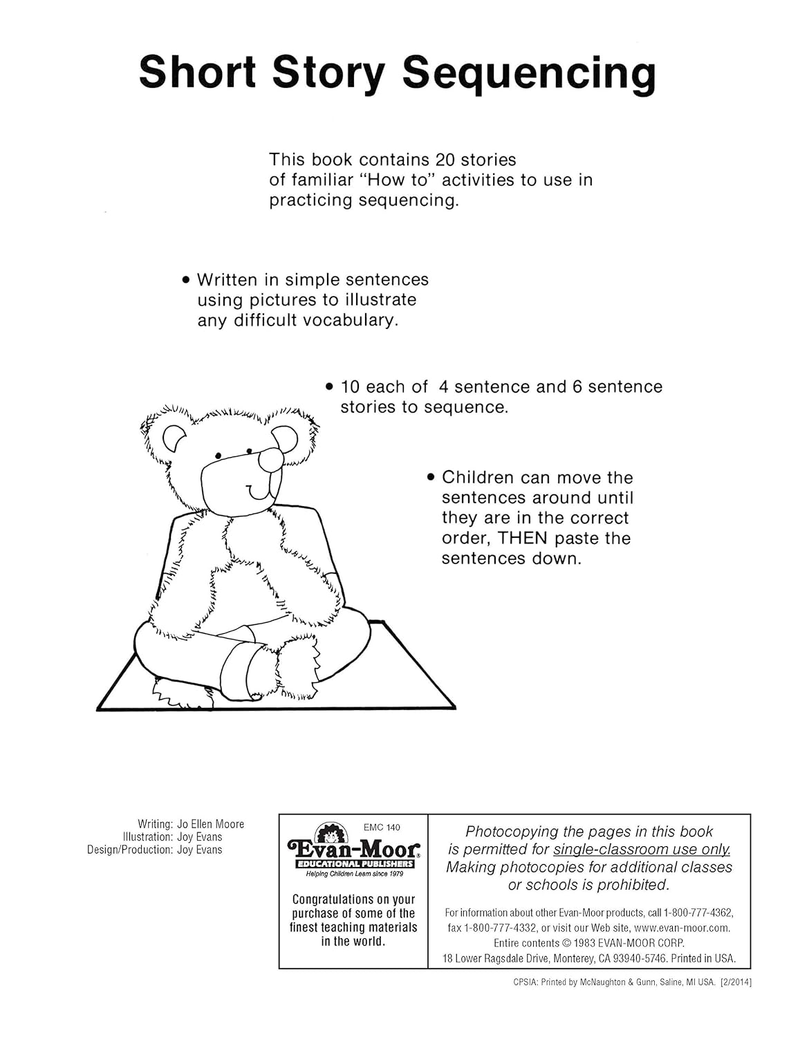 Evan-Moor Short Story Sequencing, Grades 1-2 - Teacher Reproducibles Print